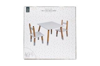 Table et 2 chaises - Imitation bois et blanc