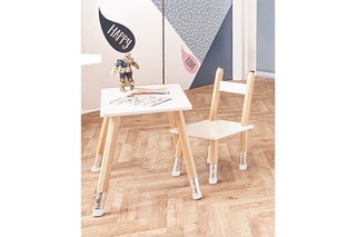 Table et 2 chaises - Imitation bois et blanc