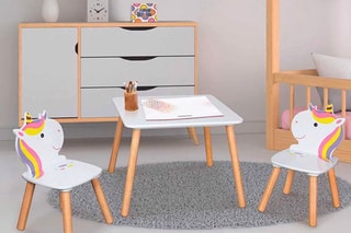 Table et 2 chaises Lily - Naturel et blanc