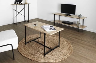 Table basse Loka - Imitation bois clair et noir