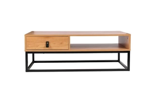 Table basse 1 tiroir  - Naturel et noir