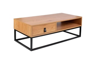 Table basse 1 tiroir  - Naturel et noir
