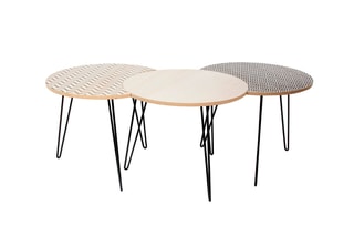 3 tables d’appoint - Beige et noir