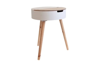Table coffre - Blanc et naturel