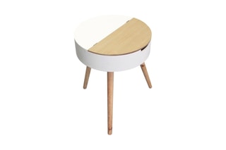 Table coffre - Blanc et naturel