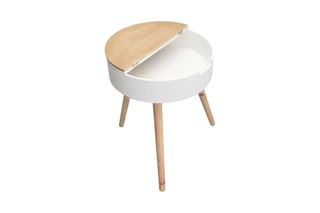 Table coffre - Blanc et naturel
