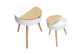 Table coffre - Blanc et naturel