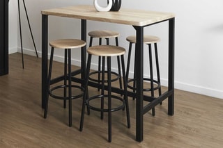 Table mange debout et 4 tabourets Loka - Imitation bois