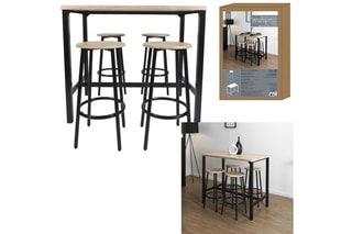 Table mange debout et 4 tabourets Loka - Imitation bois