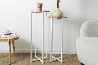 2 tables d'appoint en bois Loka - 30 x 82 x 30 cm et 25 x 72 x 26 cm