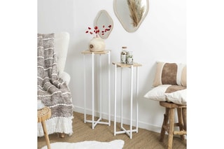 2 tables d'appoint en bois Loka - 30 x 82 x 30 cm et 25 x 72 x 26 cm