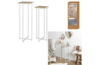 2 tables d'appoint en bois Loka - 30 x 82 x 30 cm et 25 x 72 x 26 cm
