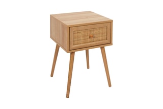 Table de chevet en bois et rotin Bali - 39 x 39 x 55,4 cm