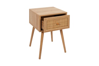 Table de chevet en bois et rotin Bali - 39 x 39 x 55,4 cm