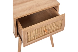 Table de chevet en bois et rotin Bali - 39 x 39 x 55,4 cm