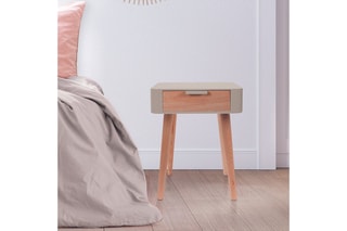 Table de chevet - Taupe et naturel