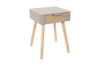 Table de chevet - Taupe et naturel
