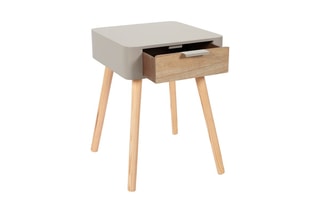 Table de chevet - Taupe et naturel