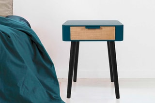 Table de chevet - Bleu canard et noir