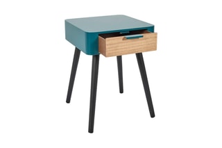 Table de chevet - Bleu canard et noir