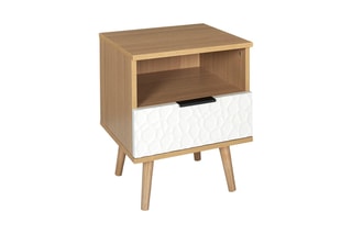 Table de chevet - Blanc et naturel