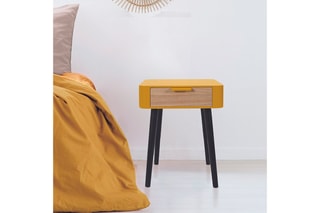 Table de chevet - Moutarde et noir