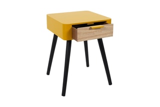 Table de chevet - Moutarde et noir