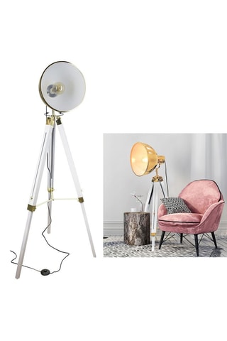 Lampadaire industriel trépied Doré et blanc - 10 W - 150 cm