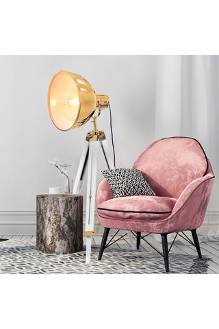 Lampadaire industriel trépied Doré et blanc - 10 W - 150 cm
