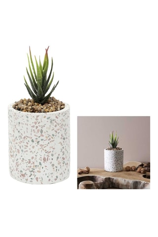 Plante artificielle avec pot en céramique Terrazzo - 10 cm