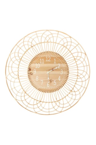 Horloge en rotin et bois 70 cm