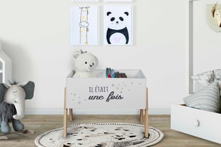 Bac de rangement Il était une fois Blanc et imitation bois
