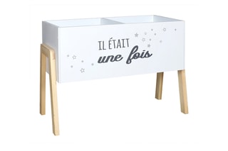 Bac de rangement Il était une fois Blanc et imitation bois