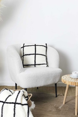 Coussin sherpa Blanc et noir - 40 x 6 x 40 cm