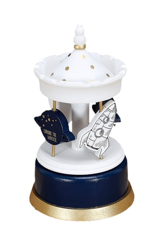 Carrousel musical enfant Blanc et bleu marine