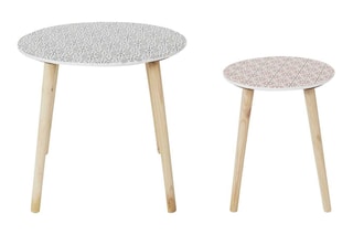 2 tables gigognes en pin - 48 x 43 x 48 cm / 33 x 33 x 40 cm