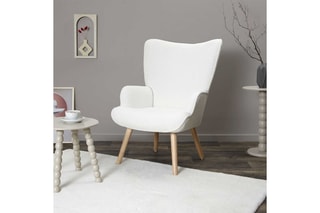 Fauteuil Rhea - Blanc - En tissu bouclette