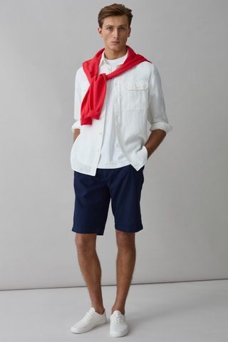 Linnen Bermuda Regular - Blauw