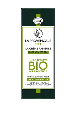 Crème radieuse hydratante bio 48 h à l'huile d'olive bio AOP Provence - Tout type de peau - 50 ml