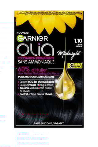 Coloration permanente Olia Midnight - N° 1.10 noir saphir - 986 ml