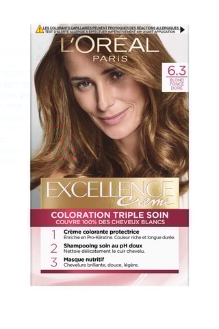 Coloration permanente Triple Soin Excellence Crème - 6.30 Blond foncé doré - Cheveux normaux
