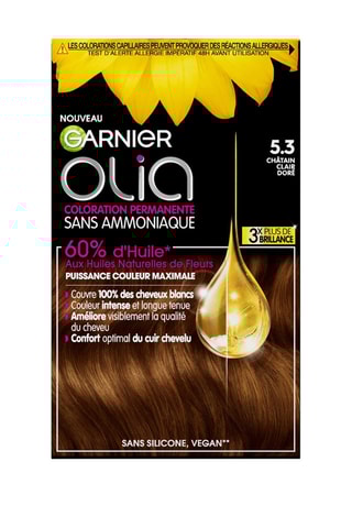 Coloration permanente Olia - 5.3 Châtain clair doré - Cheveux normaux