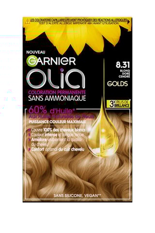 Coloration permanente Olia - 8.31 Blond doré cendré - Cheveux normaux