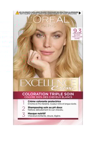 Coloration permanente Triple Soin Excellence Crème - 9.3 Blond très clair doré - Cheveux normaux