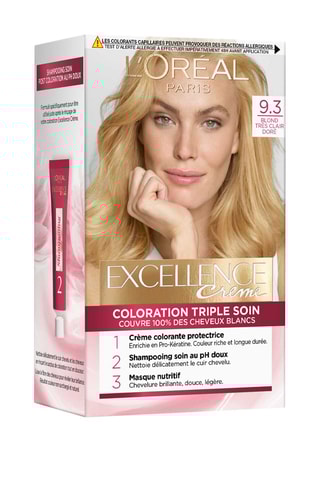 Coloration permanente Triple Soin Excellence Crème - 9.3 Blond très clair doré - Cheveux normaux