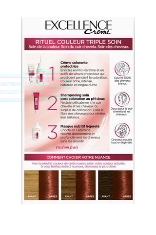 Coloration permanente Triple Soin Excellence Crème - 5.6 Châtain clair auburn - Cheveux normaux