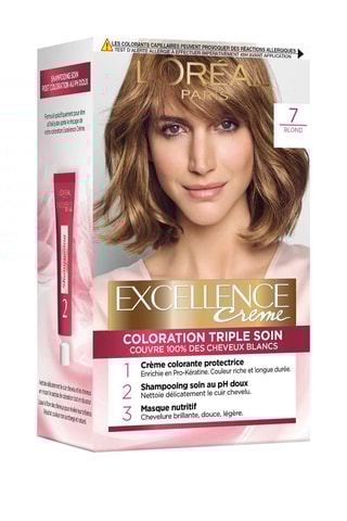 Coloration permanente Triple Soin Excellence Crème - 7 Blond - Cheveux normaux
