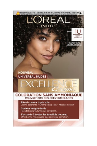Coloration permanente Excellence Crème Universal Nudes - 1U Noir universel - Cheveux normaux