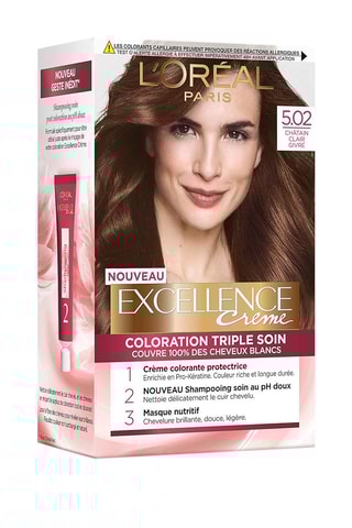 Coloration permanente Triple Soin Cool Crème - 5.02 Châtain clair givré - Cheveux normaux