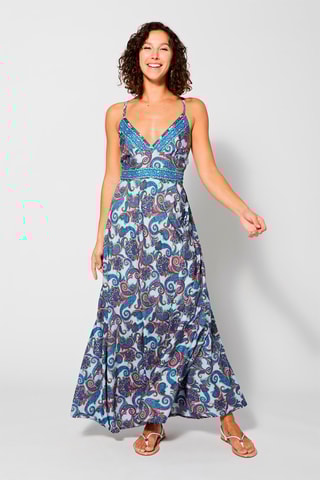 Robe longue - Bleu clair et bleu électrique